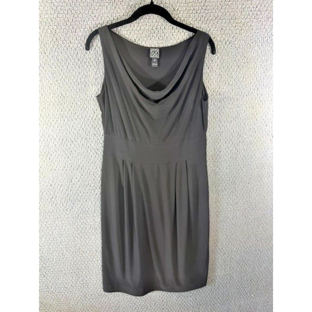 Clara Sun Woo Black Draped Cowl Neck Jersey Knit Dress Sleeveless Sz XS